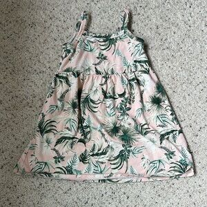 Toddler Tropical Print Pink and Green Dress